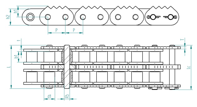 Duplex-Rollenketten mit Zackenlaschen