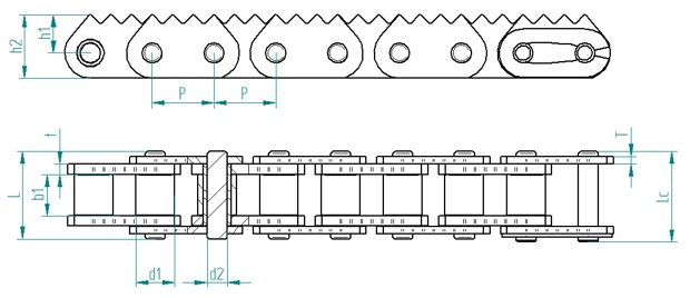 Simplex-Rollenketten mit Zackenlaschen