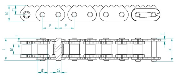 Simplex-Rollenketten mit Zackenlaschen