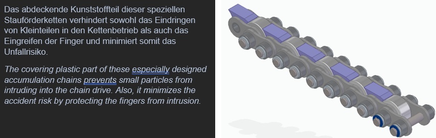 Stauförderketten mit Staufoerderketten mit Teile-und Fingerschutz 1