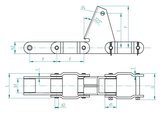 Landmaschinenketten mit Anbauelementen XV